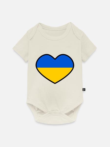 Ukrainisches Herz - Baby Premium Kurzarmbody - Naturweiß