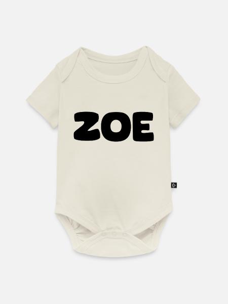 Name - Zoe - Baby Premium Kurzarmbody - Naturweiß