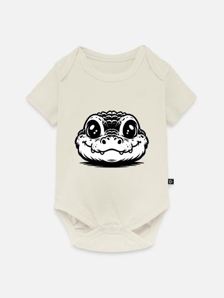 Krokodil - Baby Premium Kurzarmbody - Naturweiß