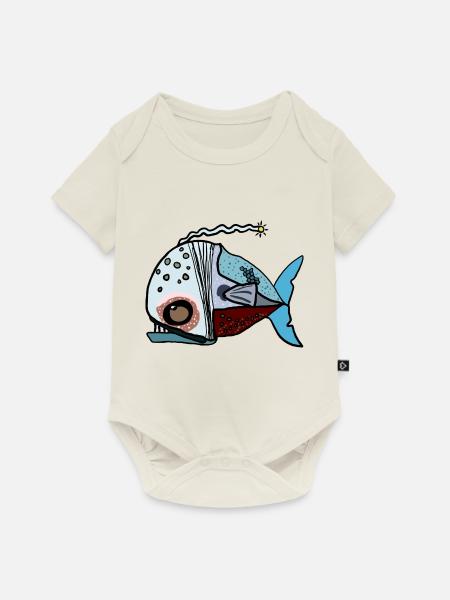 Fisch - Baby Premium Kurzarmbody - Naturweiß