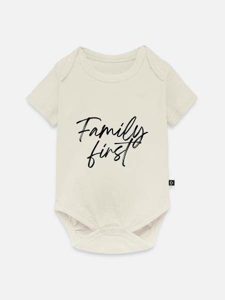 Family first - Baby Premium Kurzarmbody - Naturweiß
