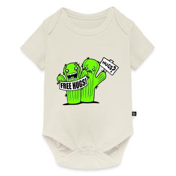 Câlins gratuits Cactus câlin visage triste bouclier - Body à manches courtes Premium Bébé - blanc cassé - Devant