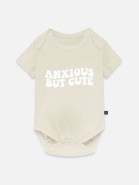 Ängstlicher, aber süßer Angstbekämpfer Spaß - Baby Premium Kurzarmbody - Naturweiß