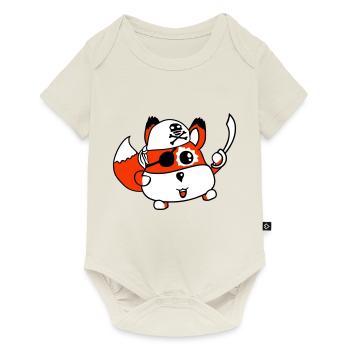 Little Cute Fox Pirate Animal Saber Eye Patch - Baby Premium short-sleeve bodysuit - off white - Front