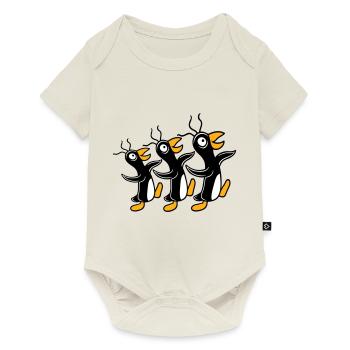 3 crazy penguins running stupid team friends crew - Baby Premium short-sleeve bodysuit - off white - Front