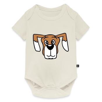 Visage de chien Petit Tête d’animal de compagnie Mignon - Body à manches courtes Premium Bébé - blanc cassé - Devant