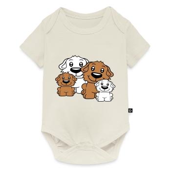 Chiens Famille Enfants Parents Mère Père Papa Maman - Body à manches courtes Premium Bébé - blanc cassé - Devant
