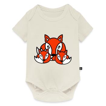 3 Renards Amis Famille Trois Enfants Équipe Mignon - Body à manches courtes Premium Bébé - blanc cassé - Devant