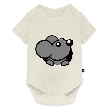 Maus Wand Loch Mauseloch Guckt Süß Lustig Comic - Baby Premium Kurzarmbody - Naturweiß - Vorne