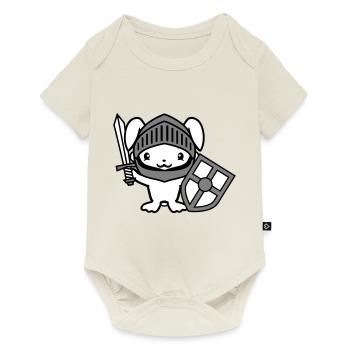 Hase Ritter Schwert Schild Rüstung Helm Burg Held - Baby Premium Kurzarmbody - Naturweiß - Vorne