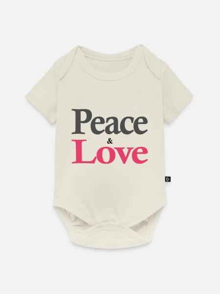 Frieden und Liebe - Baby Premium Kurzarmbody - Naturweiß