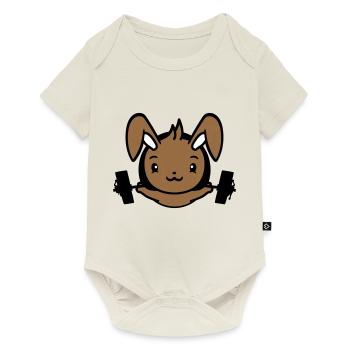 Bunny Bodybuilder Gym Muscles Fort Fitness Poids - Body à manches courtes Premium Bébé - blanc cassé - Devant