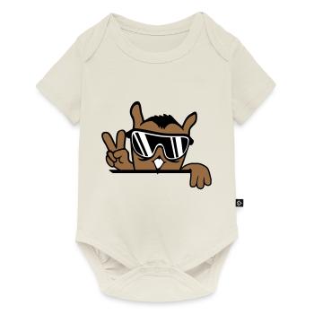 Coole Eule Peace Handzeichen Victory Sonnenbrille - Baby Premium Kurzarmbody - Naturweiß - Vorne