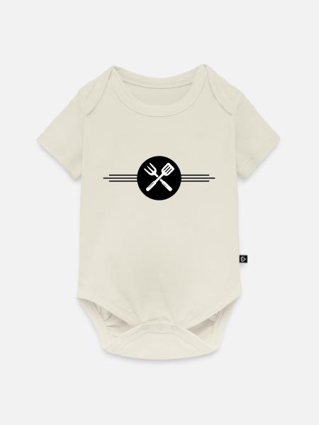 Grill Besteck Symbol - Baby Premium Kurzarmbody - Naturweiß