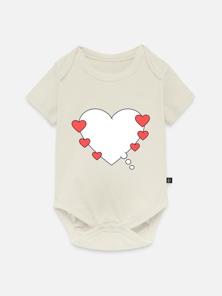 Denkblase mit Herz - Baby Premium Kurzarmbody - Naturweiß