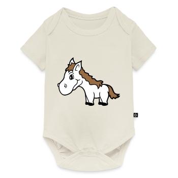 Pferd Süß Pony Fohlen Pferdemädchen Niedlich Comic - Baby Premium Kurzarmbody - Naturweiß - Vorne
