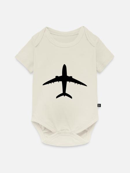 Flugzeug - Baby Premium Kurzarmbody - Naturweiß