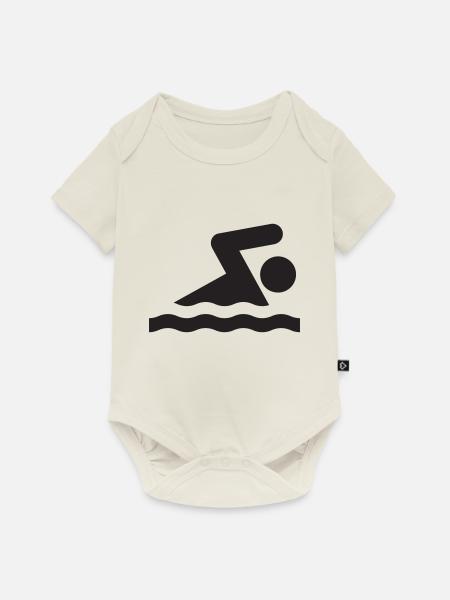 Schwimmen - Baby Premium Kurzarmbody - Naturweiß