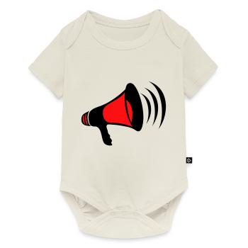 mega, megaphone, megaphone, demonstrate, call, cry - Baby Premium short-sleeve bodysuit - off white - Front