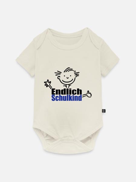 Junge: Endlich Schulkind - Baby Premium Kurzarmbody - Naturweiß
