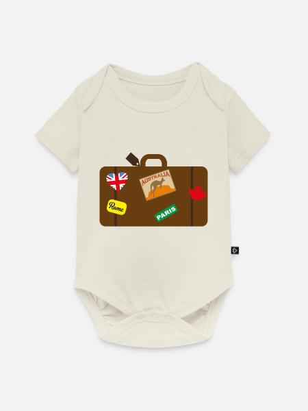 Weltreise - Baby Premium Kurzarmbody - Naturweiß