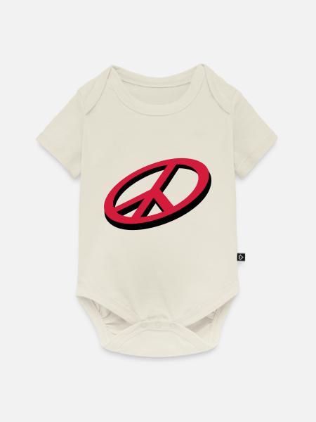 Frieden / peace (3D, 2c) - Baby Premium Kurzarmbody - Naturweiß
