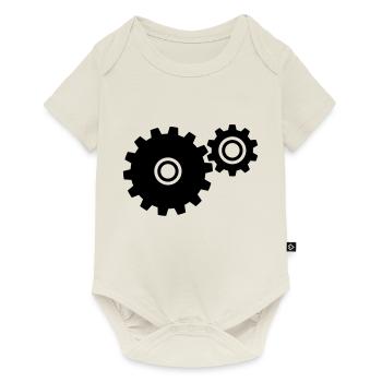Zahnräder - Baby Premium Kurzarmbody - Naturweiß - Vorne