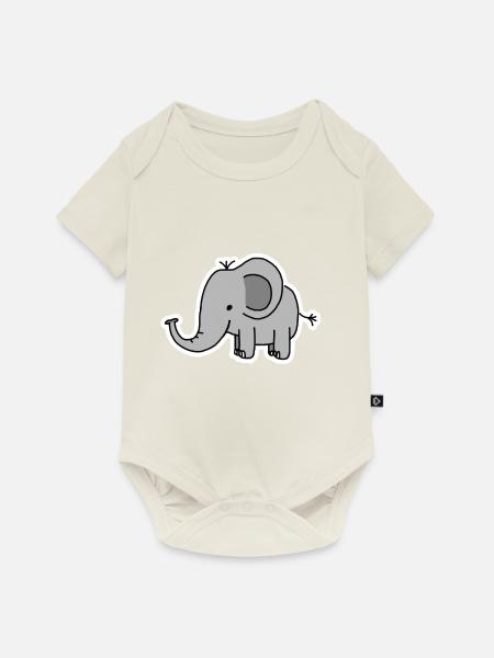 Elefant - Baby Premium Kurzarmbody - Naturweiß