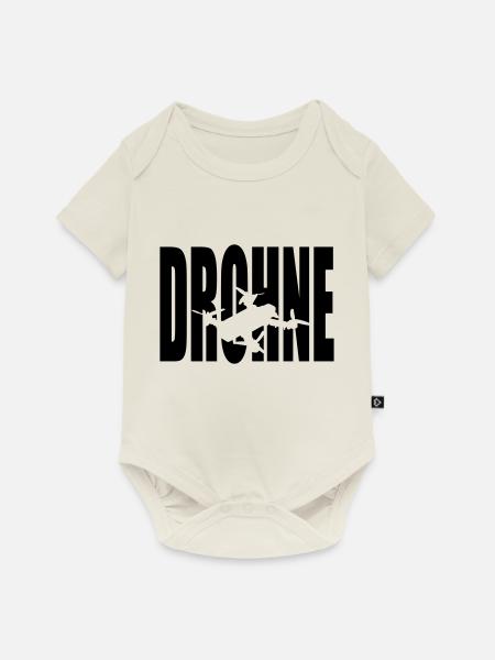 Drohne Text 1 - Baby Premium Kurzarmbody - Naturweiß