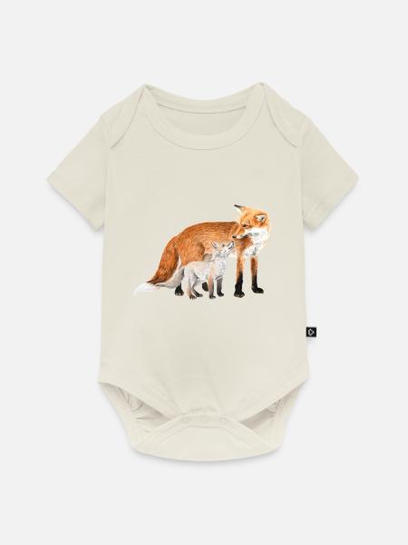 Füchse - Baby Premium Kurzarmbody - Naturweiß