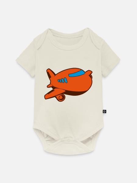 Flugzeug - Baby Premium Kurzarmbody - Naturweiß