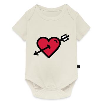 Le coeur dans la flèche de Cupidon est la Saint-Valentin - Body à manches courtes Premium Bébé - blanc cassé - Devant