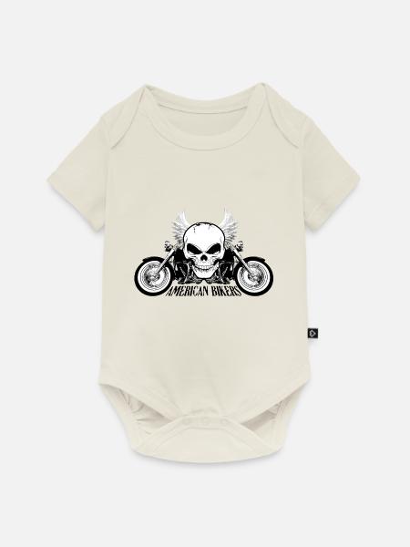 Amerikanischer Radfahrer-Motorrad-Zerhacker-Schädel-Radfahrer - Baby Premium Kurzarmbody - Naturweiß