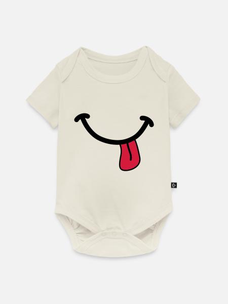 SMILEY - Baby Premium Kurzarmbody - Naturweiß