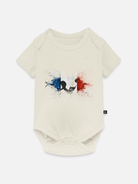 Französisch Flagge - Baby Premium Kurzarmbody - Naturweiß