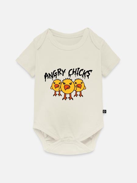 Angry Chicks - Baby Premium Kurzarmbody - Naturweiß