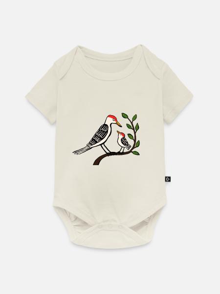Vater und Sohn Specht - Baby Premium Kurzarmbody - Naturweiß