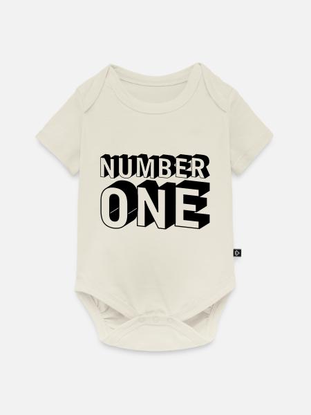Nummer - 1 - Baby Premium Kurzarmbody - Naturweiß