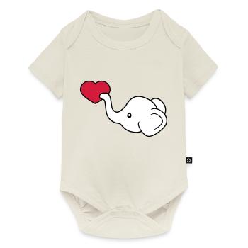 tête d'éléphant coeur amour donner en amour assis - Body à manches courtes Premium Bébé - blanc cassé - Devant