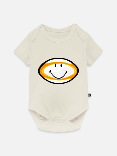 Smiley Rugby Ball - Baby Premium Kurzarmbody - Naturweiß