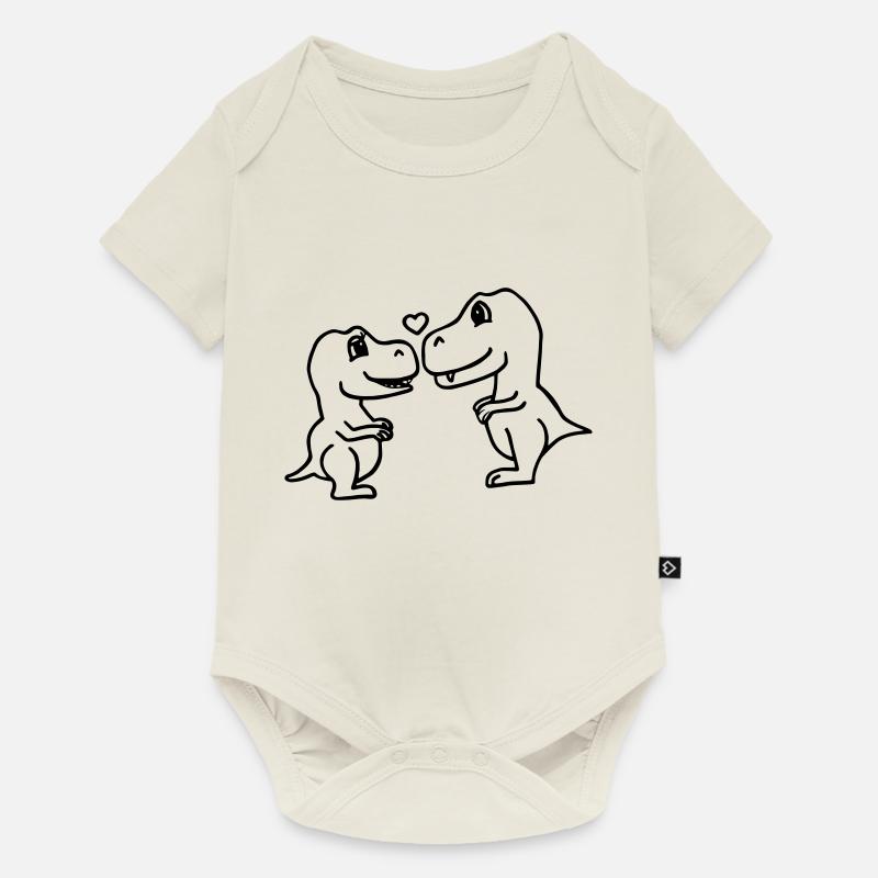 Verliebte Dinosaurier - Baby Premium Kurzarmbody - Naturweiß