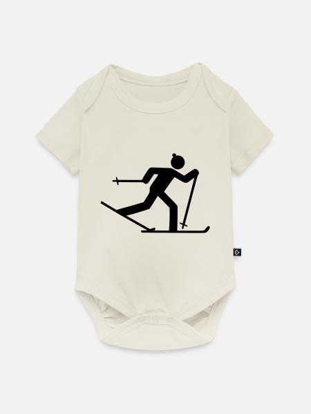 Ski Langläufer - Baby Premium Kurzarmbody - Naturweiß