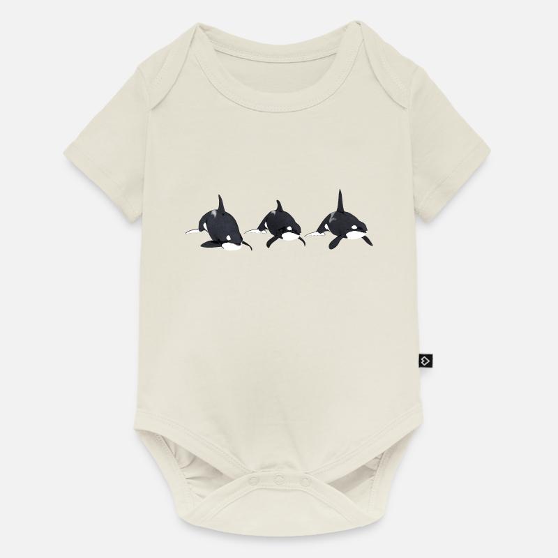 Trois orques, orques, orques - Body à manches courtes Premium Bébé - blanc cassé