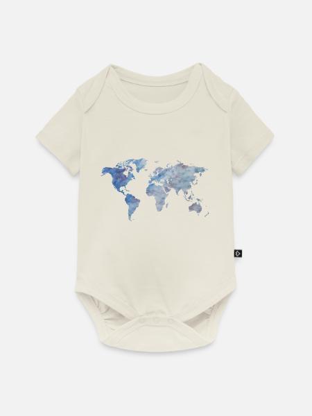 blueWorldmap - Baby Premium Kurzarmbody - Naturweiß