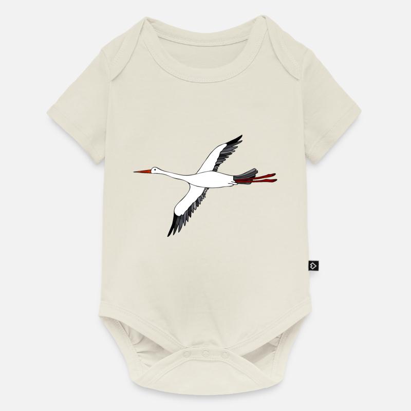 Cigogne - Body à manches courtes Premium Bébé - blanc cassé