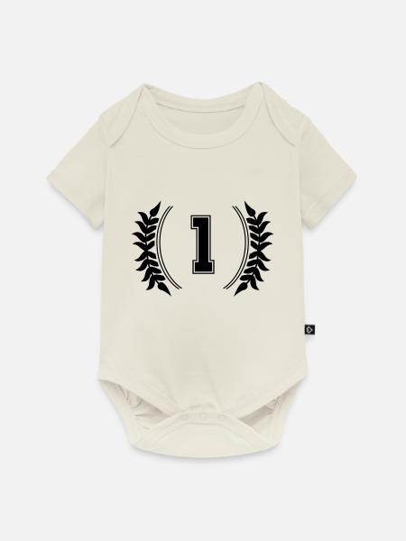 nummer 1 - Baby Premium Kurzarmbody - Naturweiß