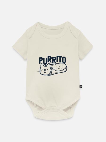 Purrito Doodle - Baby Premium Kurzarmbody - Naturweiß