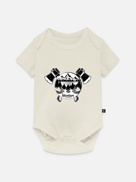 Adventure camping - Baby Premium Kurzarmbody - Naturweiß