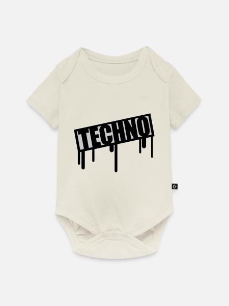 Techno Stempel Tropfen - Baby Premium Kurzarmbody - Naturweiß