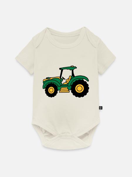 Bauernhof Traktor fahren - Baby Premium Kurzarmbody - Naturweiß